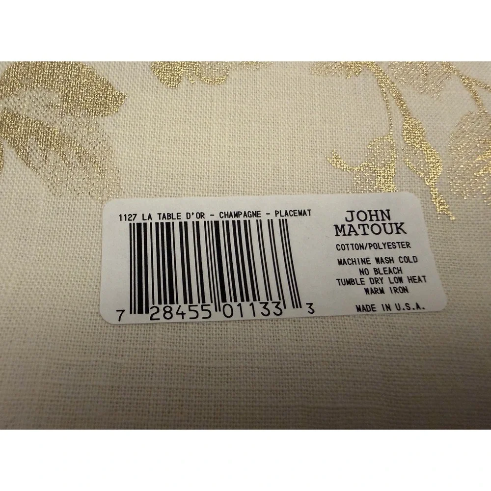 Matouk La Table d'Or Champagne Damask Placemats‎ & Napkins Set of 8 Luxury Gold